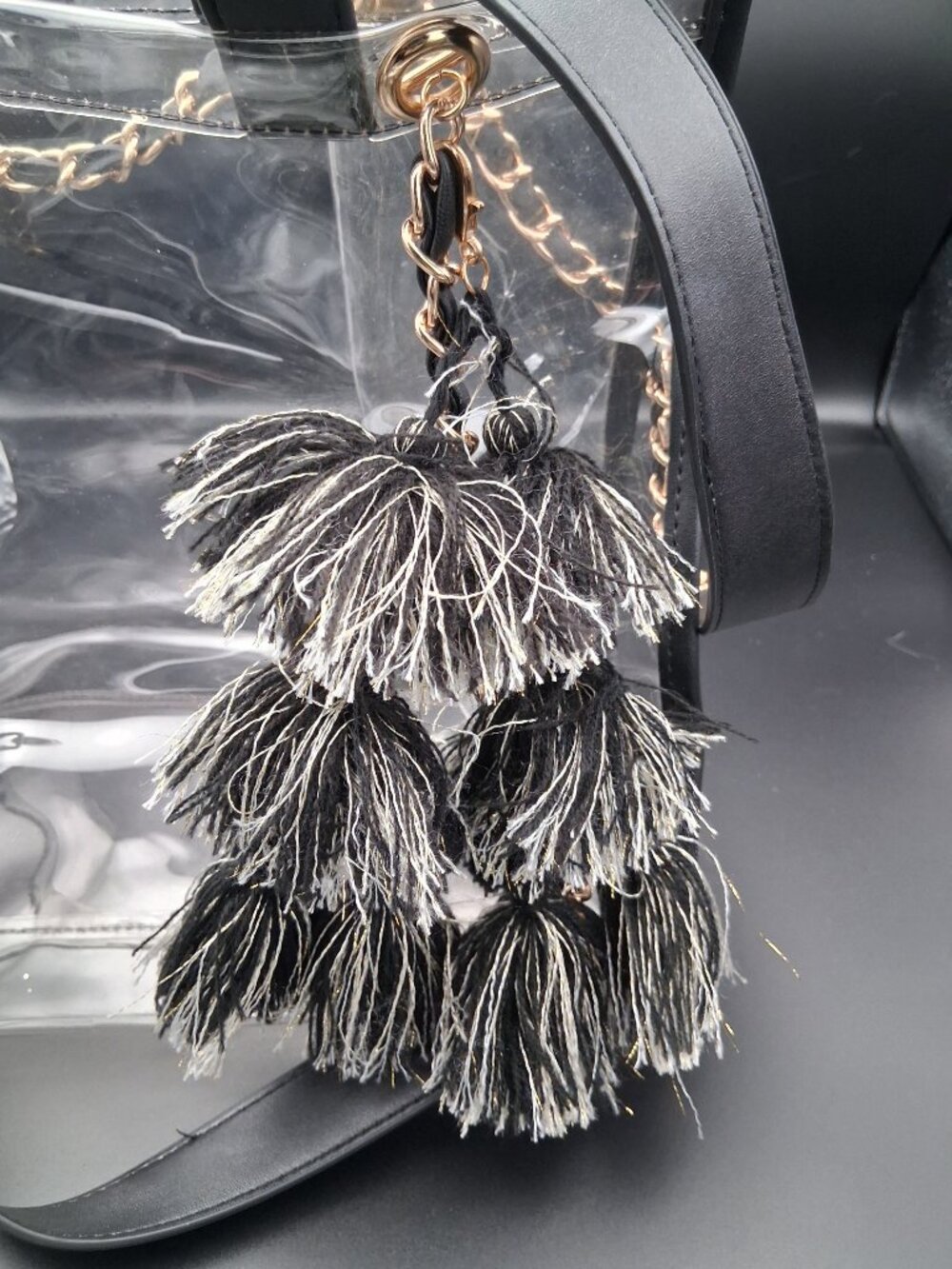 Sheer Gear clear stadium tote. Breeze through security! Detachable straps/tassel - Picture 3 of 8